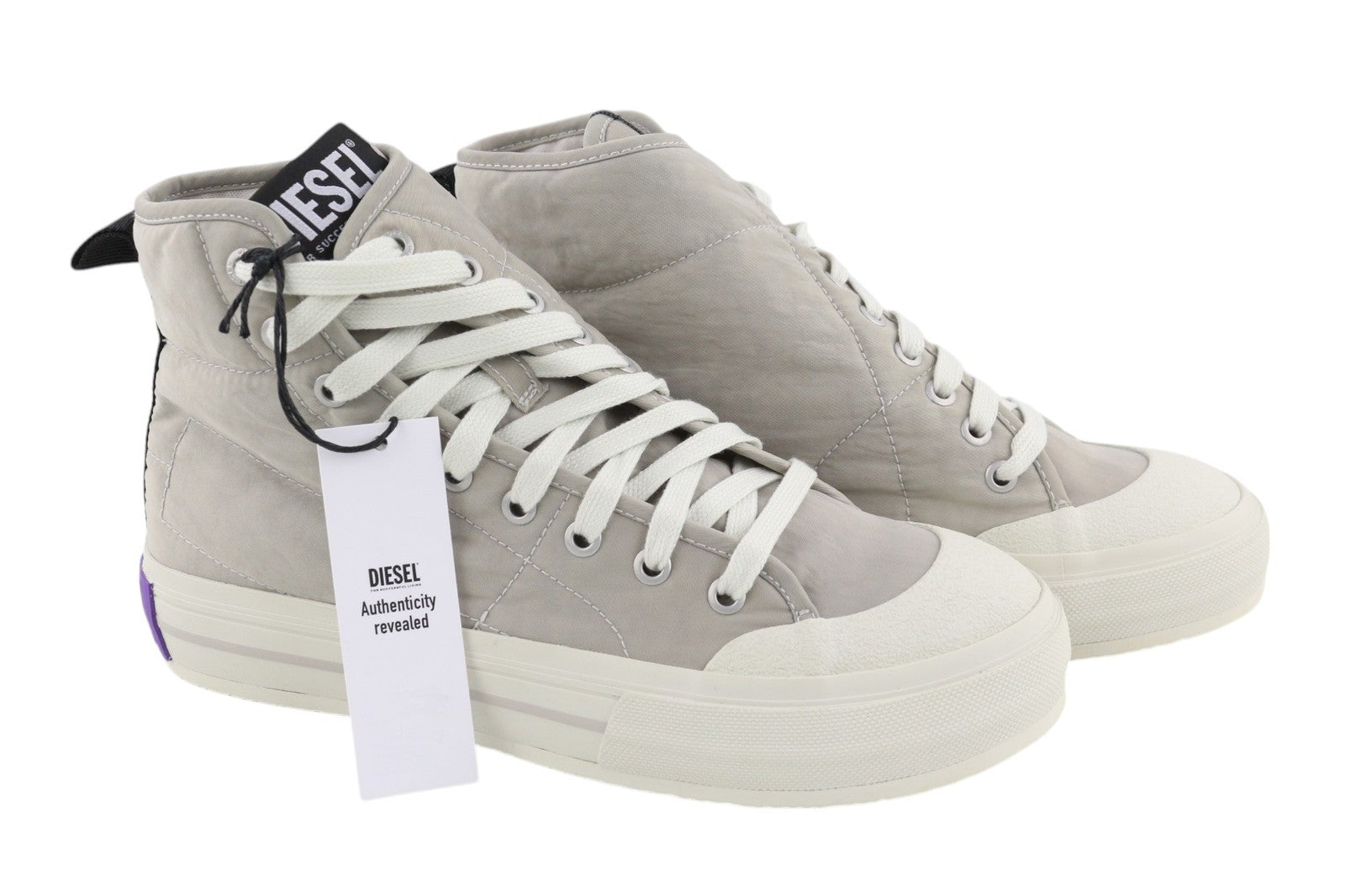DIESEL S-Muji Women Trainers EU40.5 Light Grey High-Top Laced RRP180