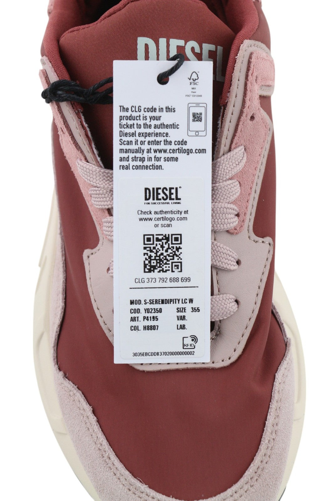 DIESEL S-Serendipity Women Trainers EU35.5 Pink Textile Low Casual Laced RRP150