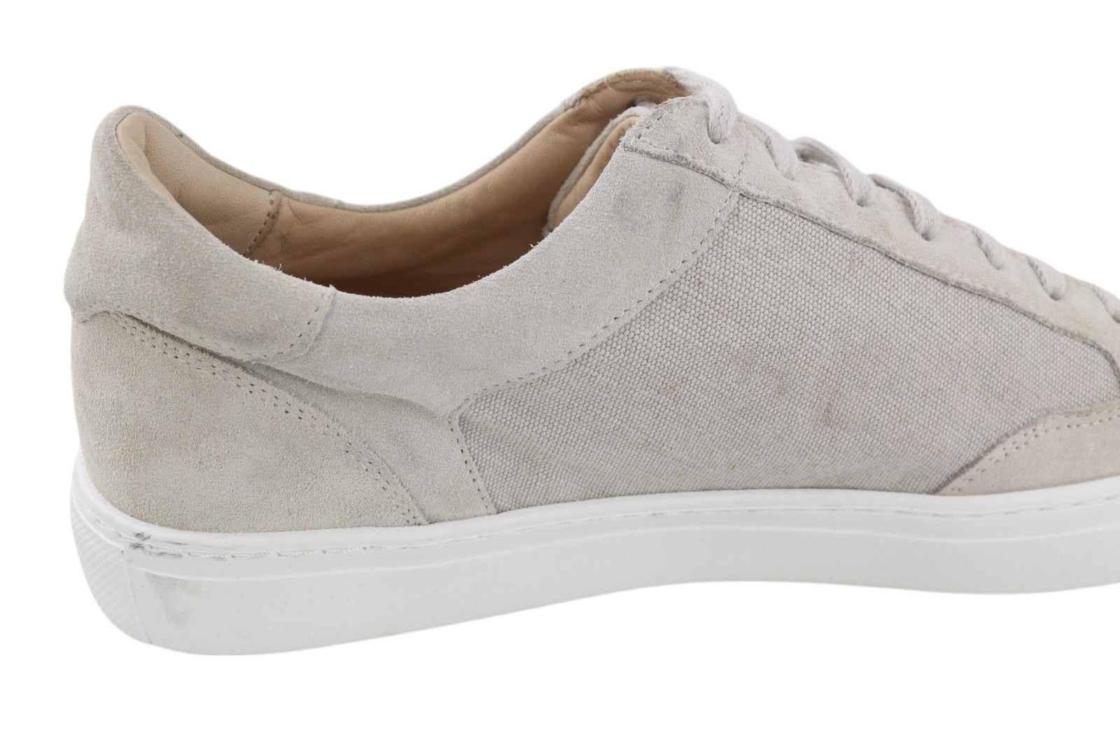 SUITSUPPLY Men Shoes EU46 Light Grey Textile Leather Low Laced Casual