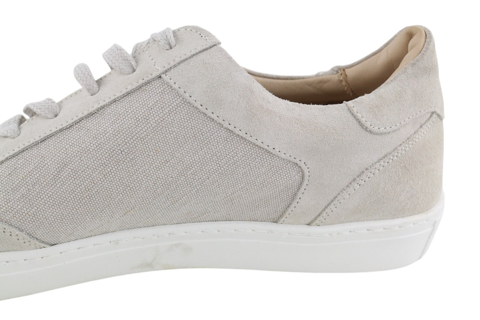 SUITSUPPLY Men Shoes EU46 Light Grey Textile Leather Low Laced Casual