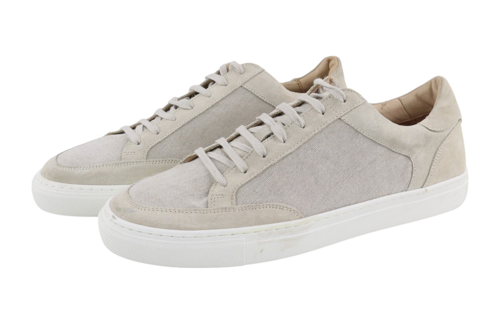 SUITSUPPLY Men Shoes EU46 Light Grey Textile Leather Low Laced Casual