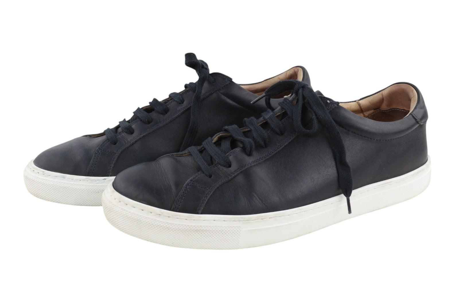 SUITSUPPLY Men Shoes EU45 Navy Blue Leather Low-Top Laced Sneaker