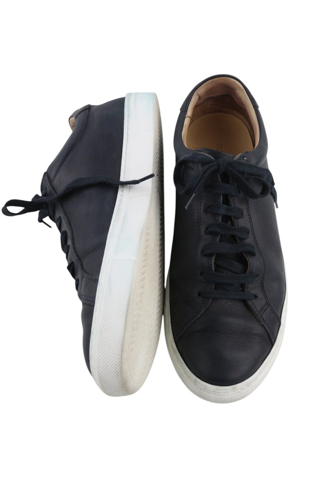 SUITSUPPLY Men Shoes EU45 Navy Blue Leather Low-Top Laced Sneaker