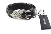 DIESEL D-Burny Women Belt 90 cm Black Leather Detailed Buckled RRP180