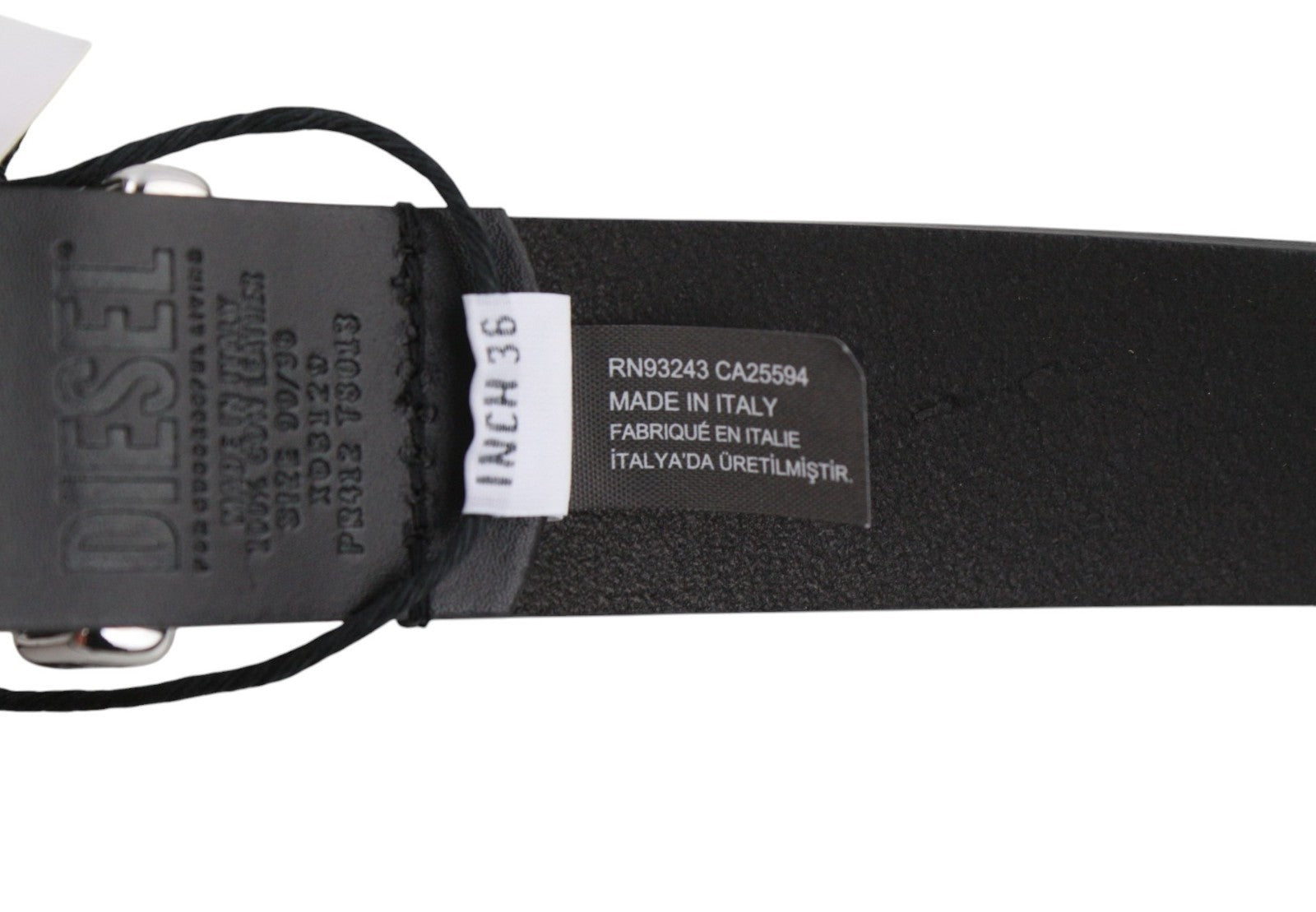 DIESEL D-Burny Women Belt 90 cm Black Leather Detailed Buckled RRP180