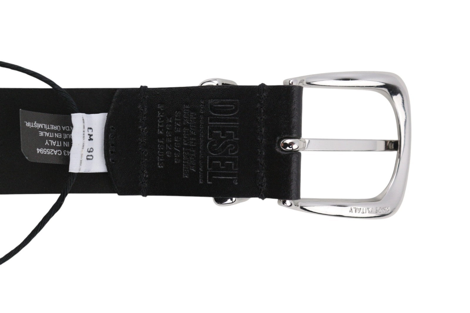 DIESEL D-Burny Women Belt 90 cm Black Leather Detailed Buckled RRP180