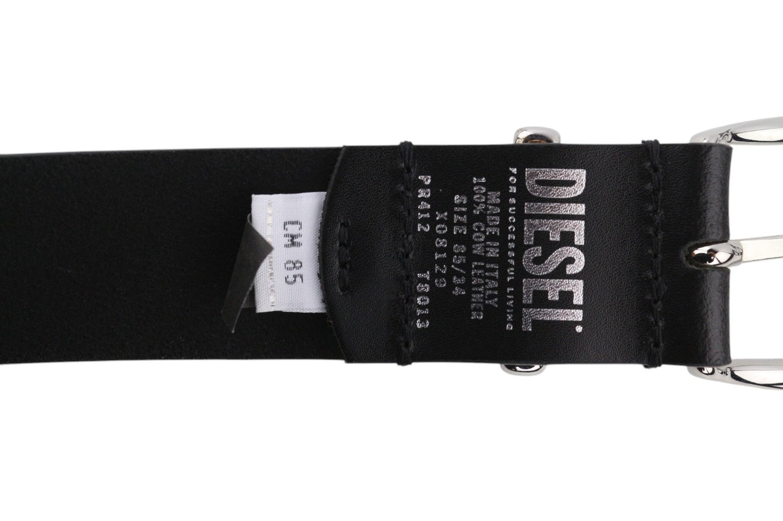 DIESEL D-Burny Women Belt 85 cm Black Leather Detailed Metal Buckle RRP180