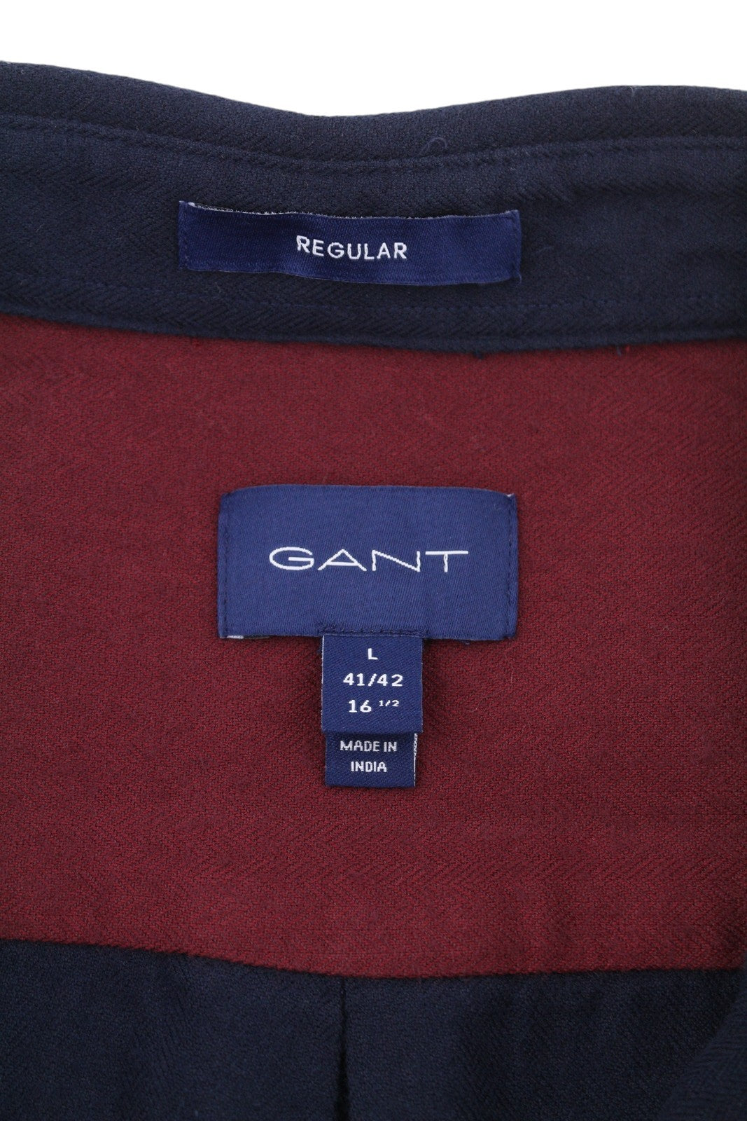 GANT Reg Herringbone Flannel Men Shirt L Evening Blue Button-Down Neck Casual