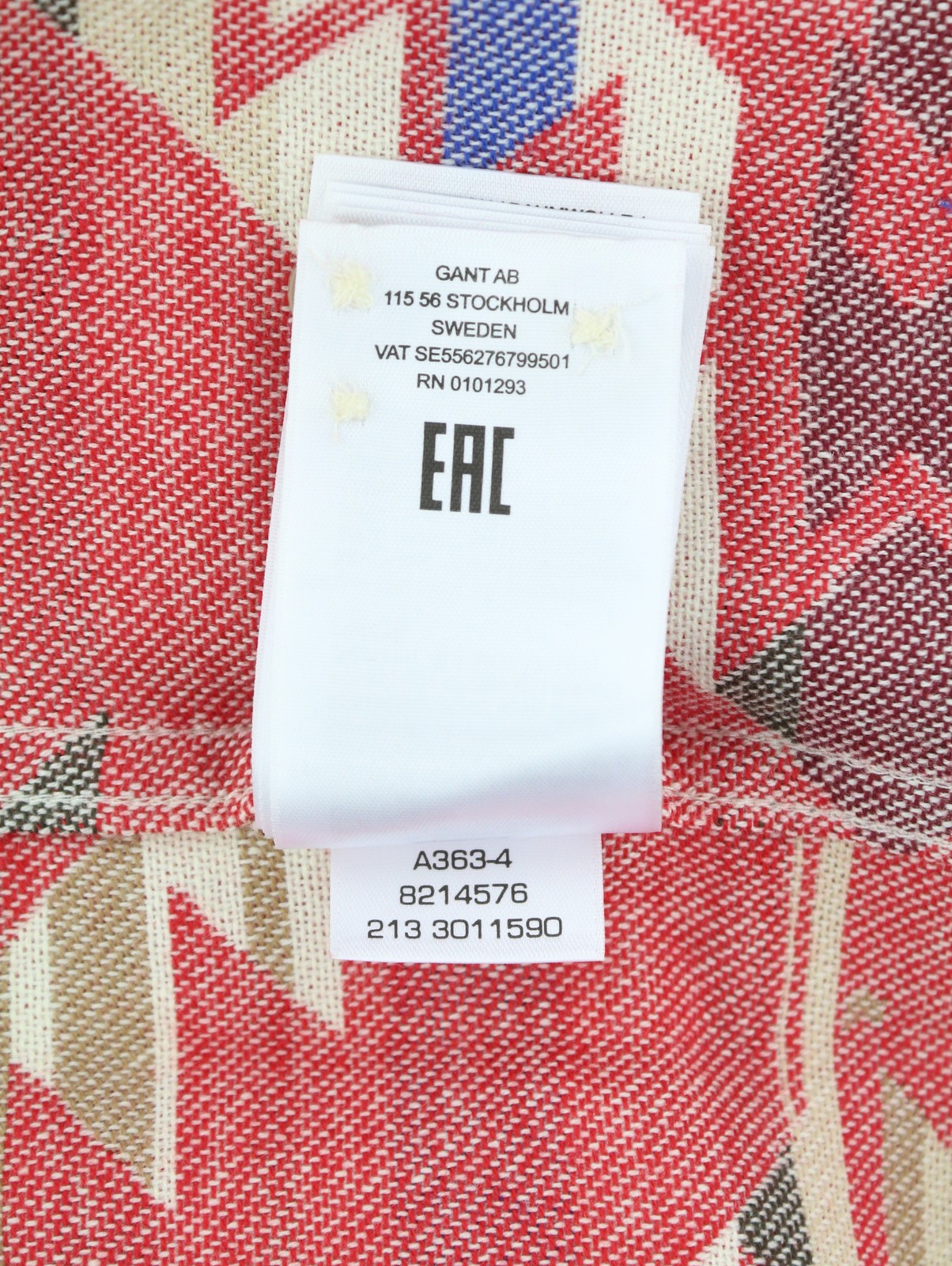 GANT Reg Geometric Jacquard Town Men Shirt M Equestrian Red Spread Neck Casual