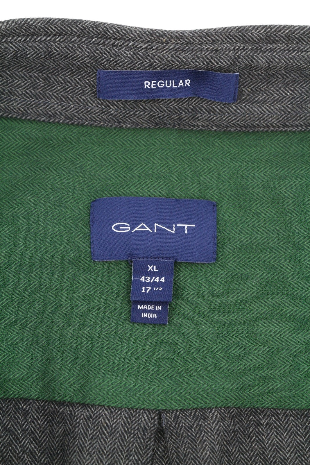 GANT Reg Herringbone flaneliniai vyriški marškinėliai XL dydžio, tamsiai pilkos spalvos, su užtiestomis kišenėmis, laisvalaikio stiliaus 