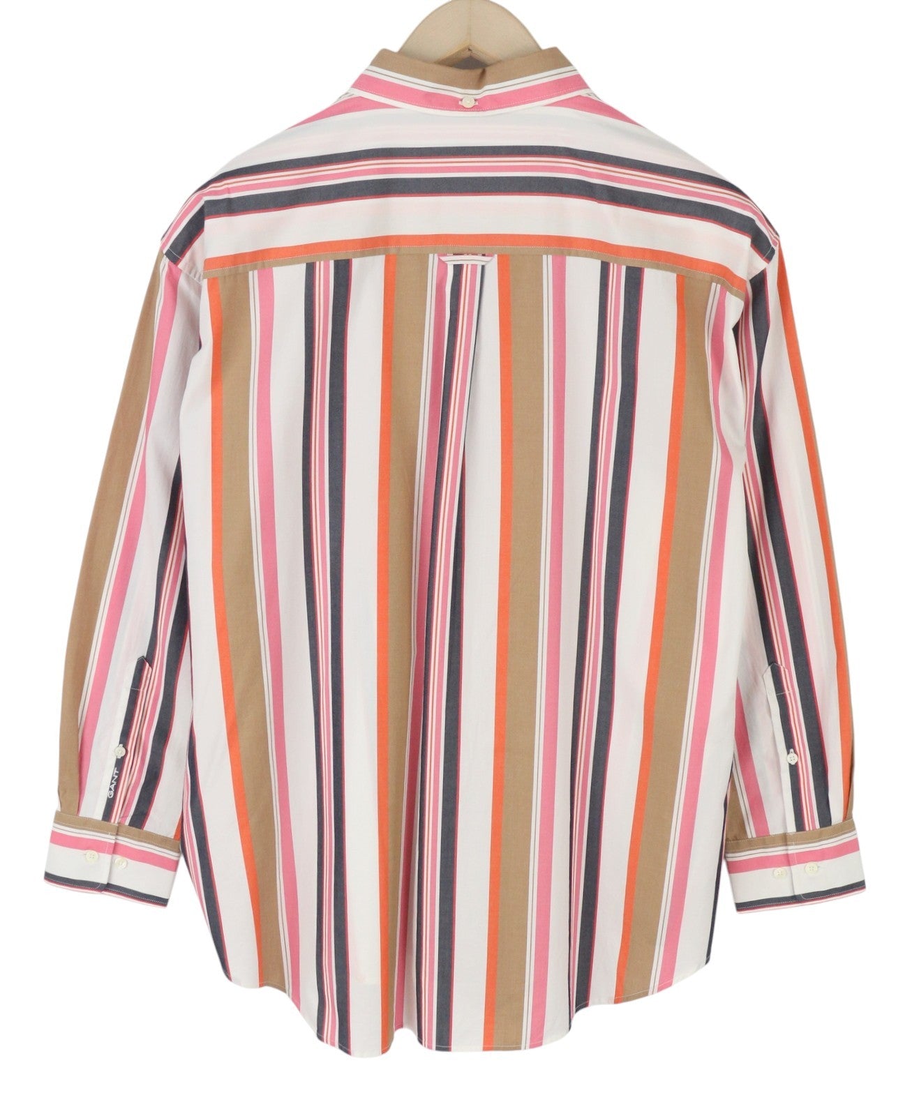 GANT laisvalaikio marškinėliai su dryžiais, 40 dydžio, kiaušinio lukšto formos, su sagomis apačioje, dideli laisvi marškinėliai 