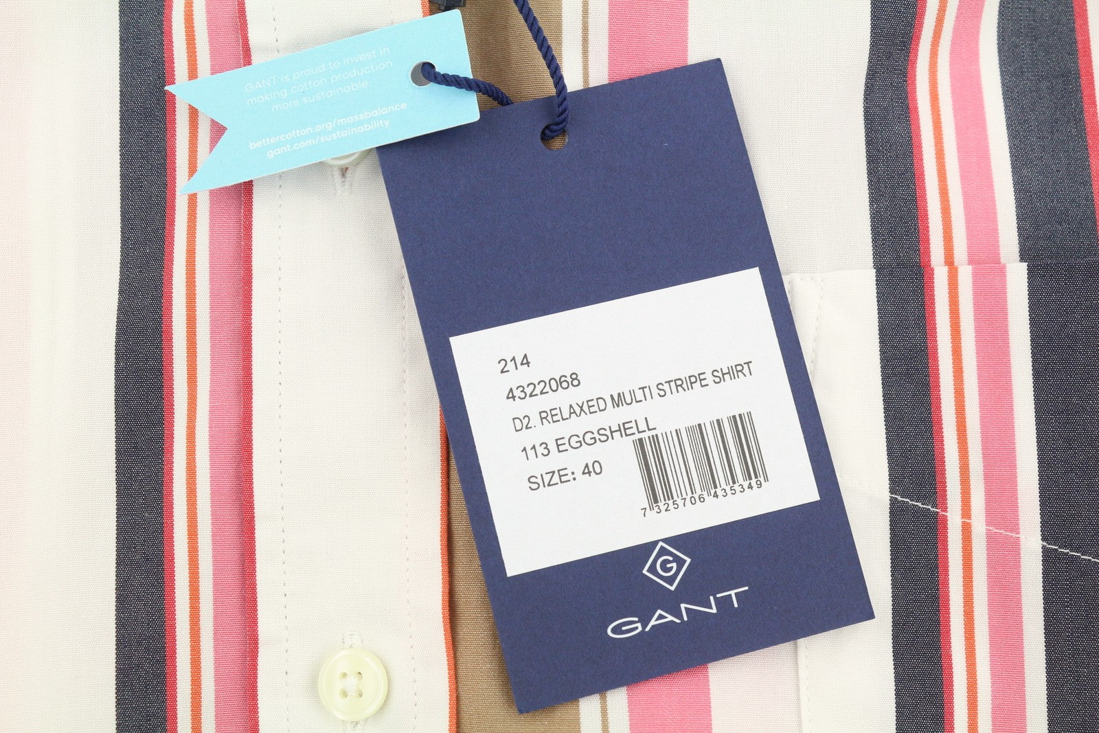 GANT laisvalaikio marškinėliai su dryžiais, 40 dydžio, kiaušinio lukšto formos, su sagomis apačioje, dideli laisvi marškinėliai 