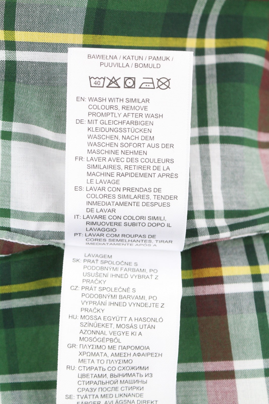 GANT Reg Ut Washed Check Men Shirt S Eden Green Button-Down Neck Logo Casual