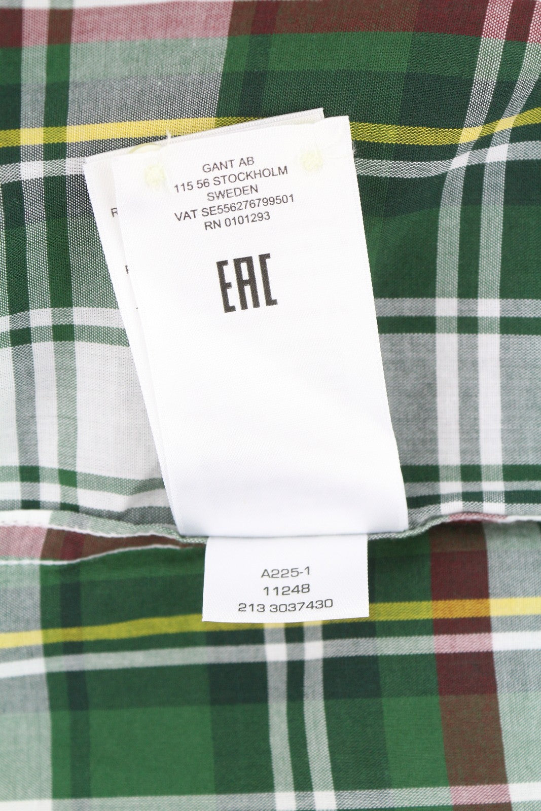 GANT Reg Ut Washed Check Men Shirt S Eden Green Button-Down Neck Logo Casual