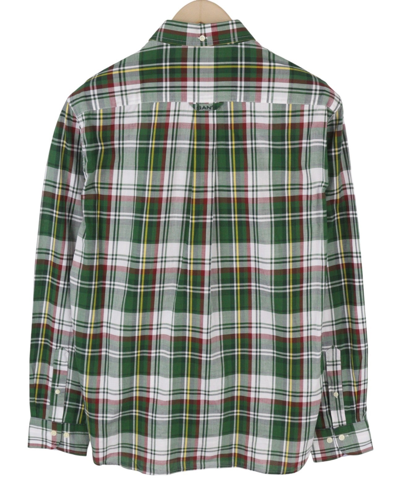 GANT Reg Ut Washed Check Men Shirt S Eden Green Button-Down Neck Logo Casual