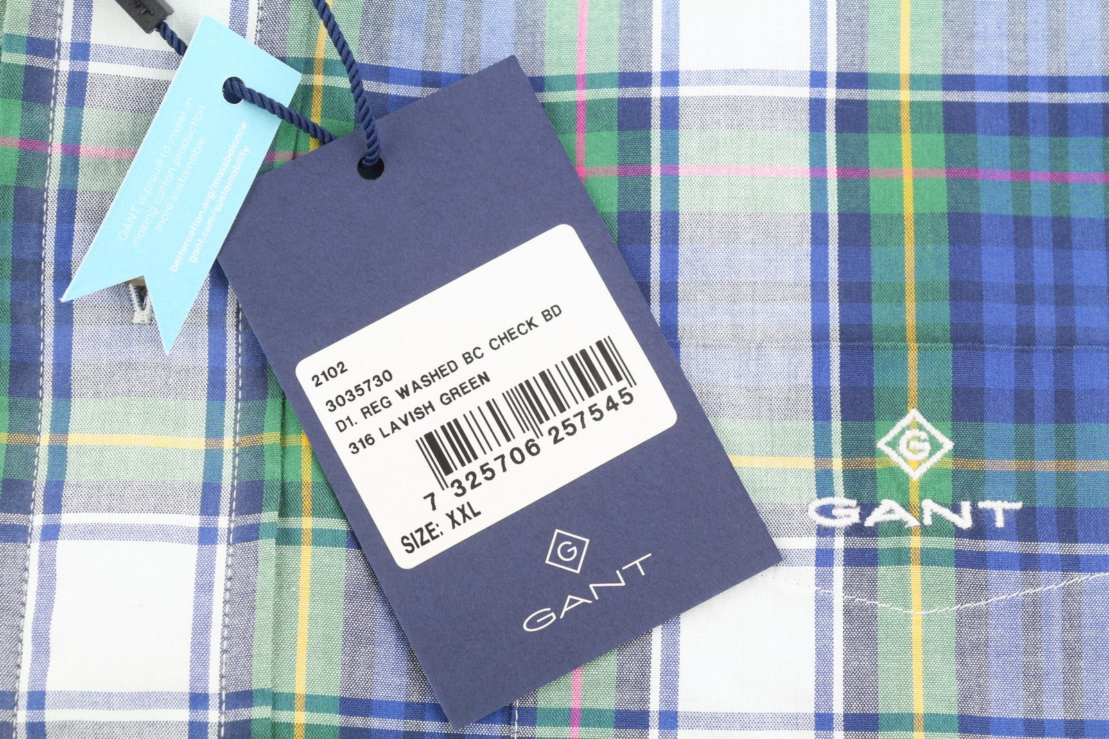 GANT raudoni languoti vyriški marškinėliai su sagomis, 2XL dydžio, prabangiai žali languoti marškinėliai.