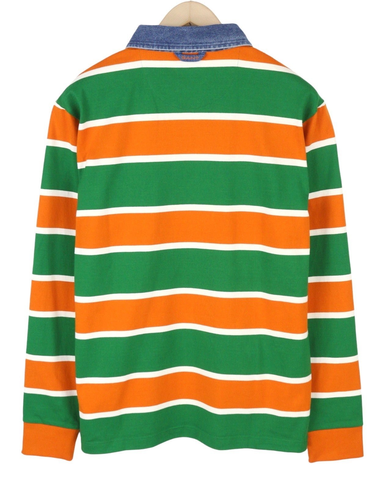 GANT džinsinio apykaklės ilgarankoviai vyriški marškinėliai su dryžuota polo apykakle ir ilgomis rankovėmis su ilgomis rankovėmis 