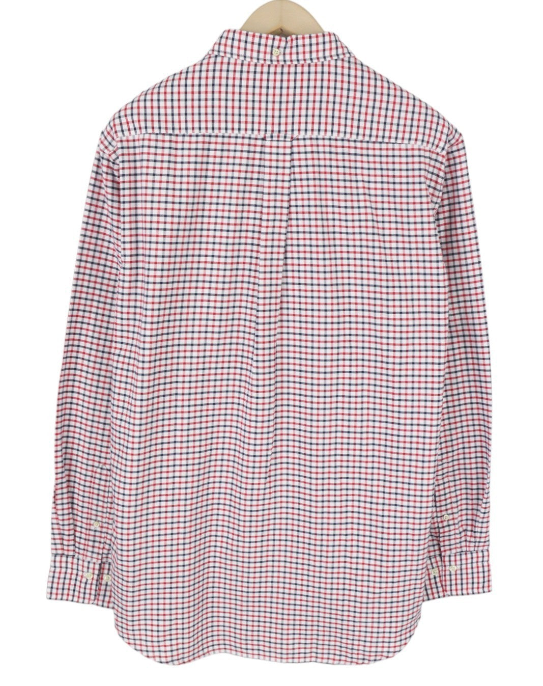 GANT Oxford Tattersall Men Shirt L Equestrian Red Button-Down Pocket Casual