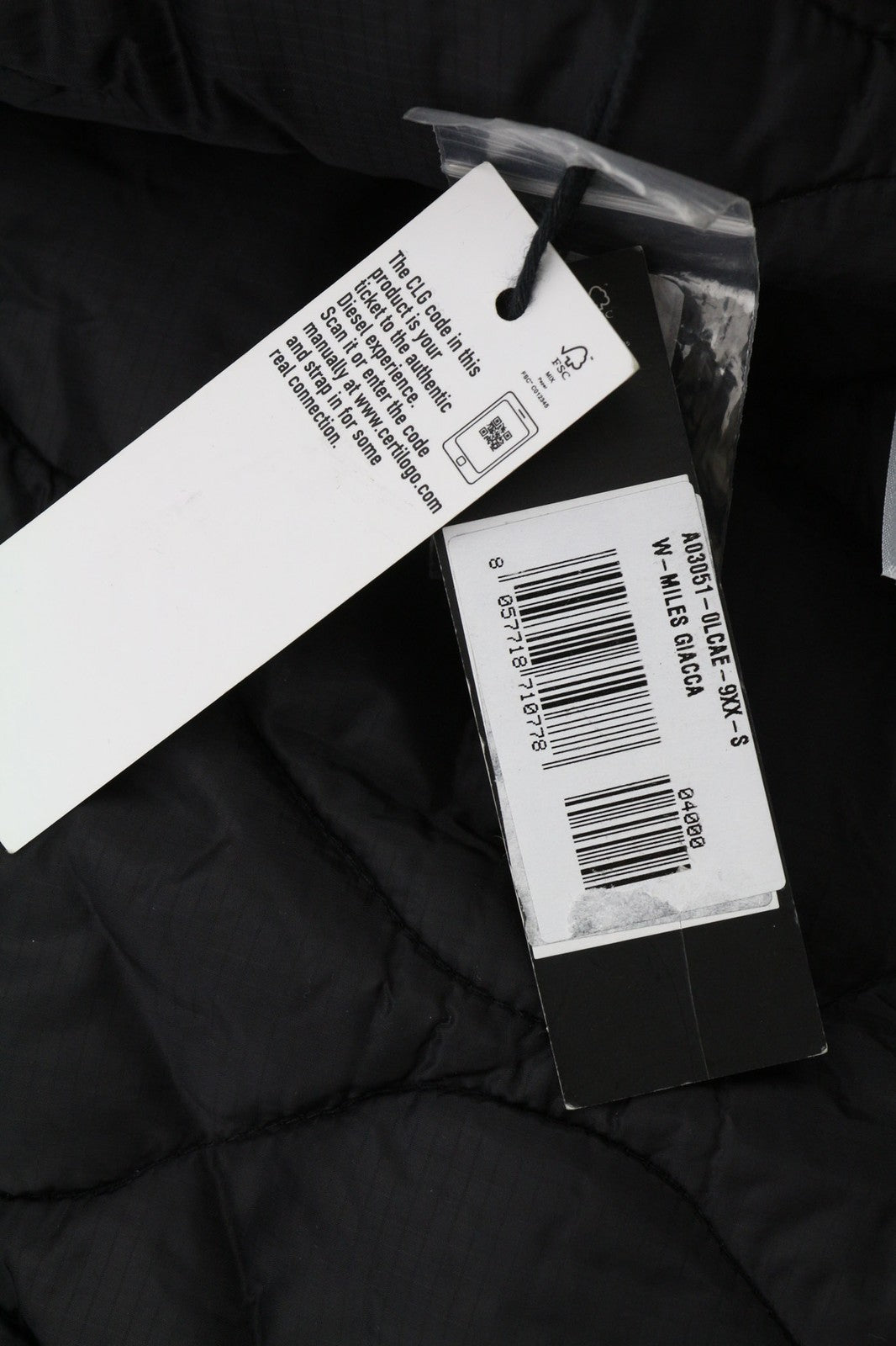 DIESEL W-Miles Men's Jacket S Black Padded Parka Hidden Zip Hooded RRP475