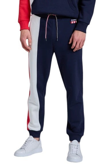 GANT Retro Logo Sweat Pants Men Trousers M Navy Drawstring Waist Logo Jogg