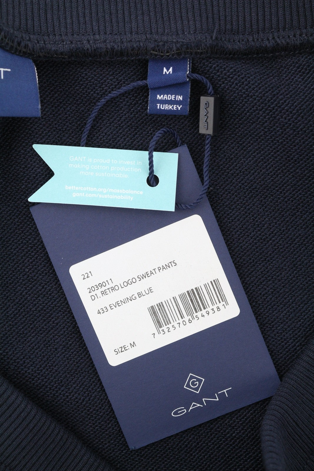 GANT Retro Logo Sweat Pants Men Trousers M Navy Drawstring Waist Logo Jogg