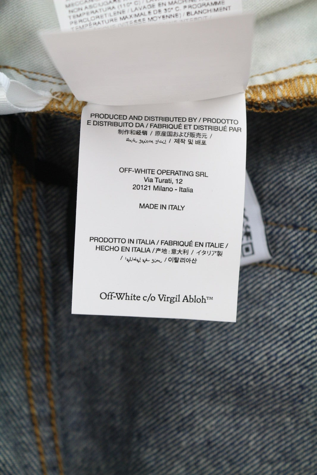 OFF-WHITE ARR Men Jeans W31 Dark Blue Tapered Washed Denim Button Pocket RRP650