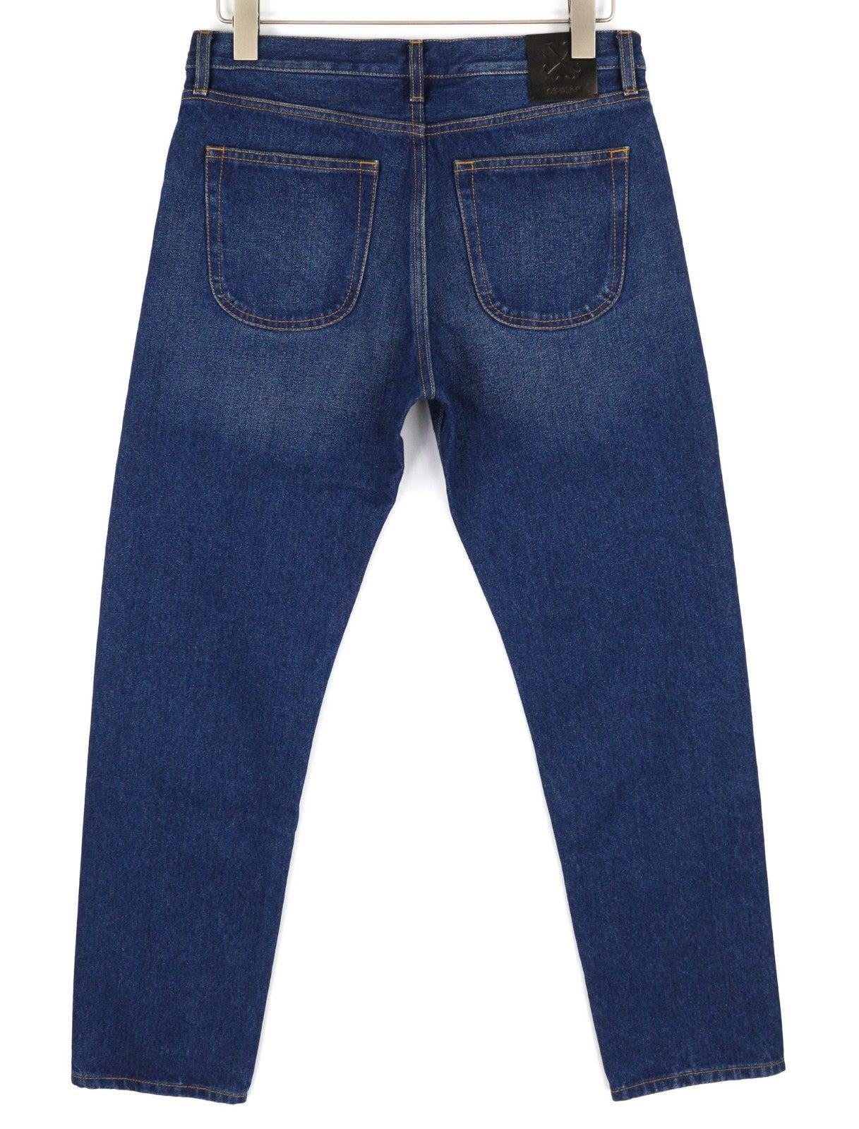 OFF-WHITE ARR Men Jeans W31 Dark Blue Tapered Washed Denim Button Pocket RRP650