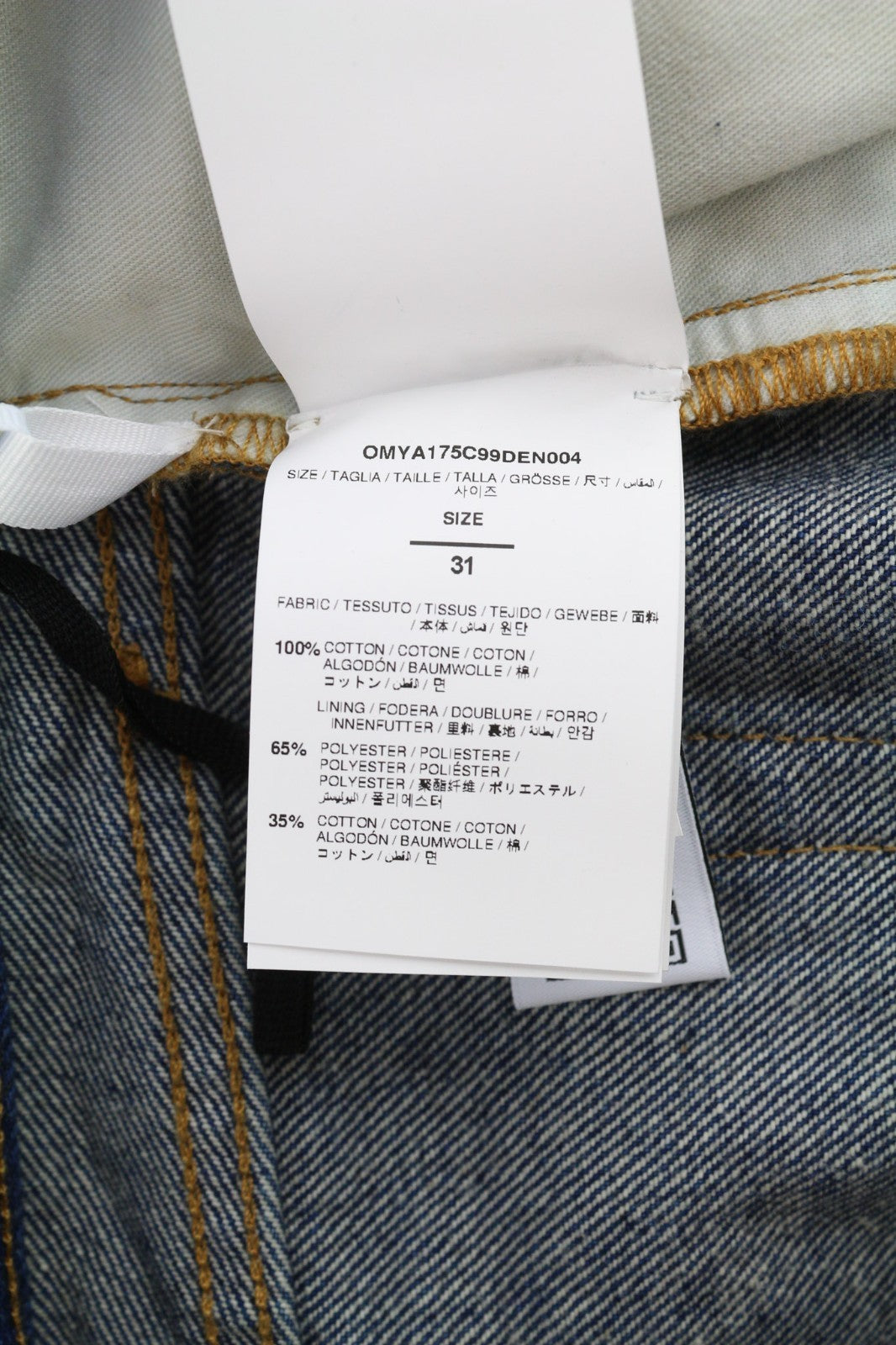 OFF-WHITE ARR Men Jeans W31 Dark Blue Tapered Washed Denim Button Pocket RRP650