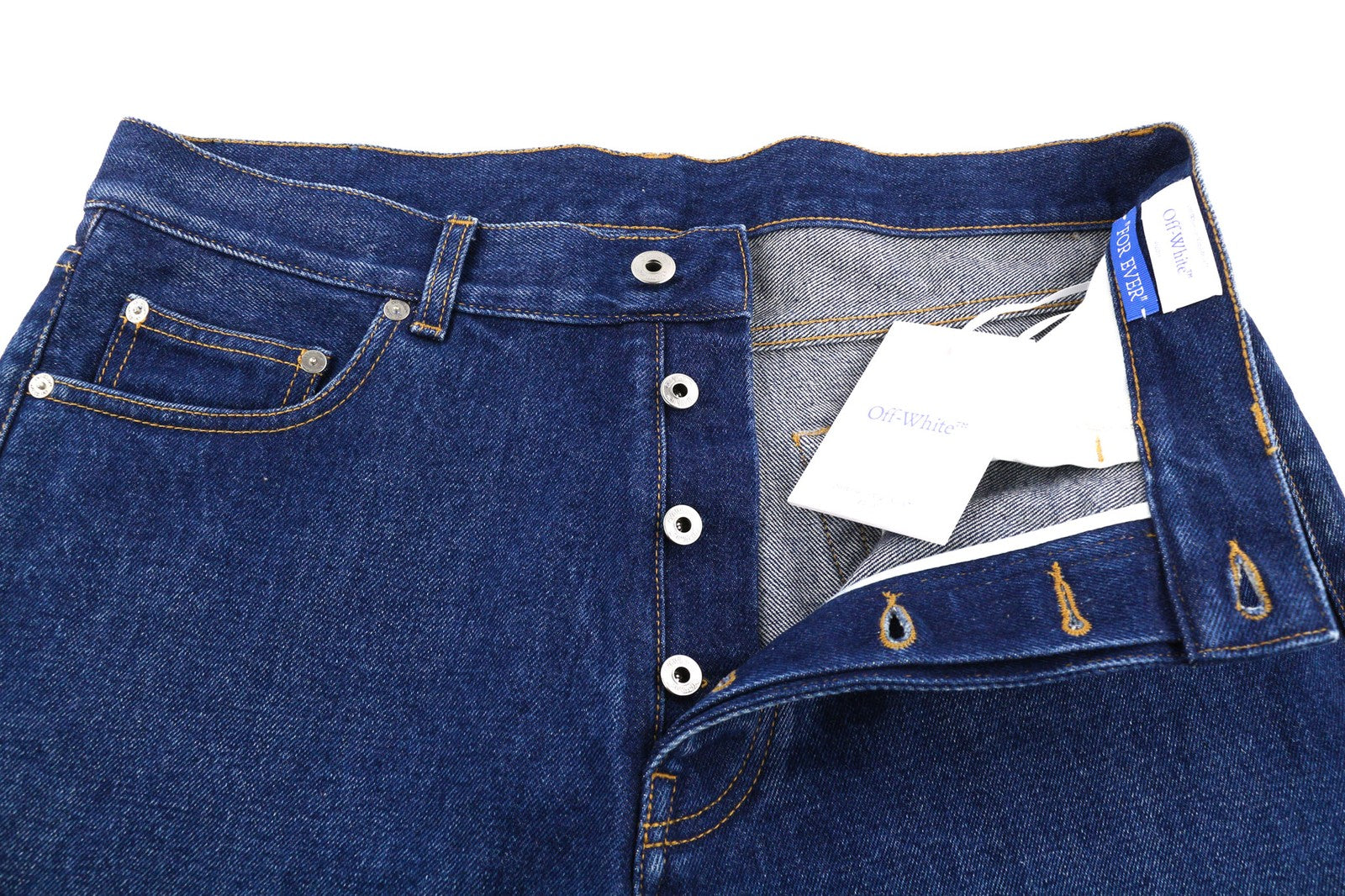 OFF-WHITE ARR Zip Det Skate Men Jeans W32 Blue Washed Denim Zip Pockets RRP650