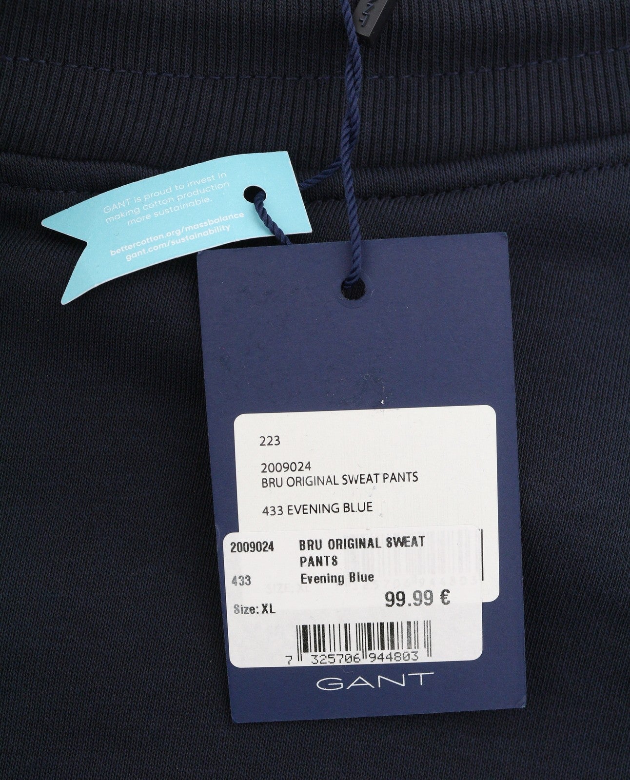 GANT Men Trousers XL Dark Navy Drawstring Waist Embroidered Logo Jogg Sweatpants