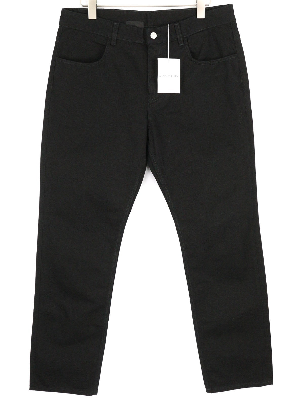 GIVENCHY X Tiffany Men Trousers W40 Dark Black Tapered Cut Zip Closure Clean