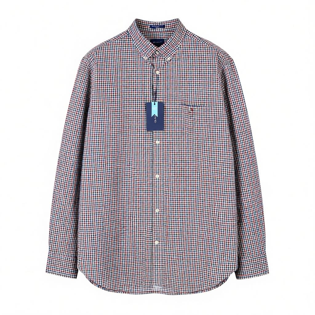 GANT The Broadcloth Gingham Men Shirt XL Cabernet Red Plaid Button-Down Casual