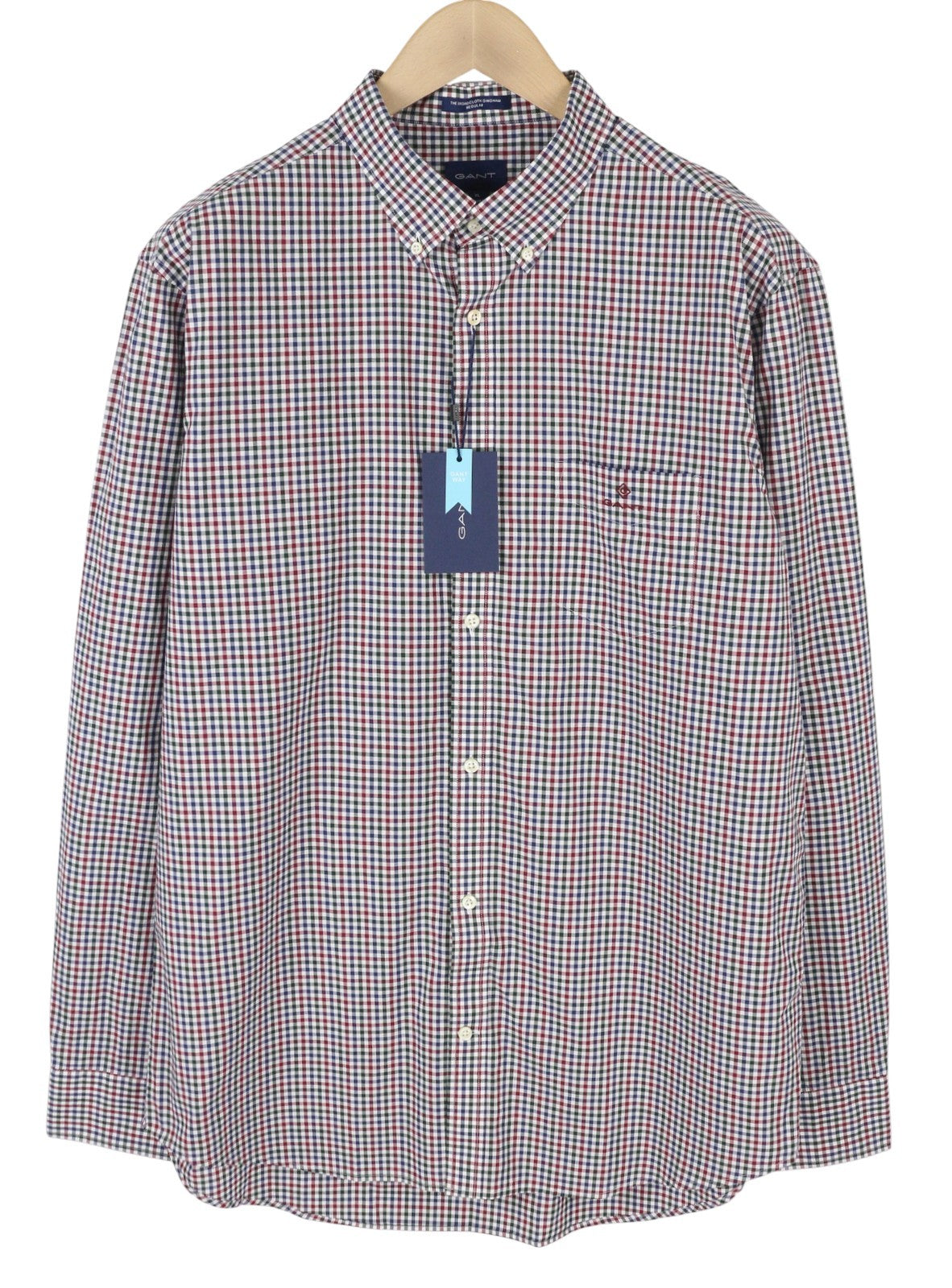 GANT The Broadcloth Gingham Men Shirt XL Cabernet Red Plaid Button-Down Casual