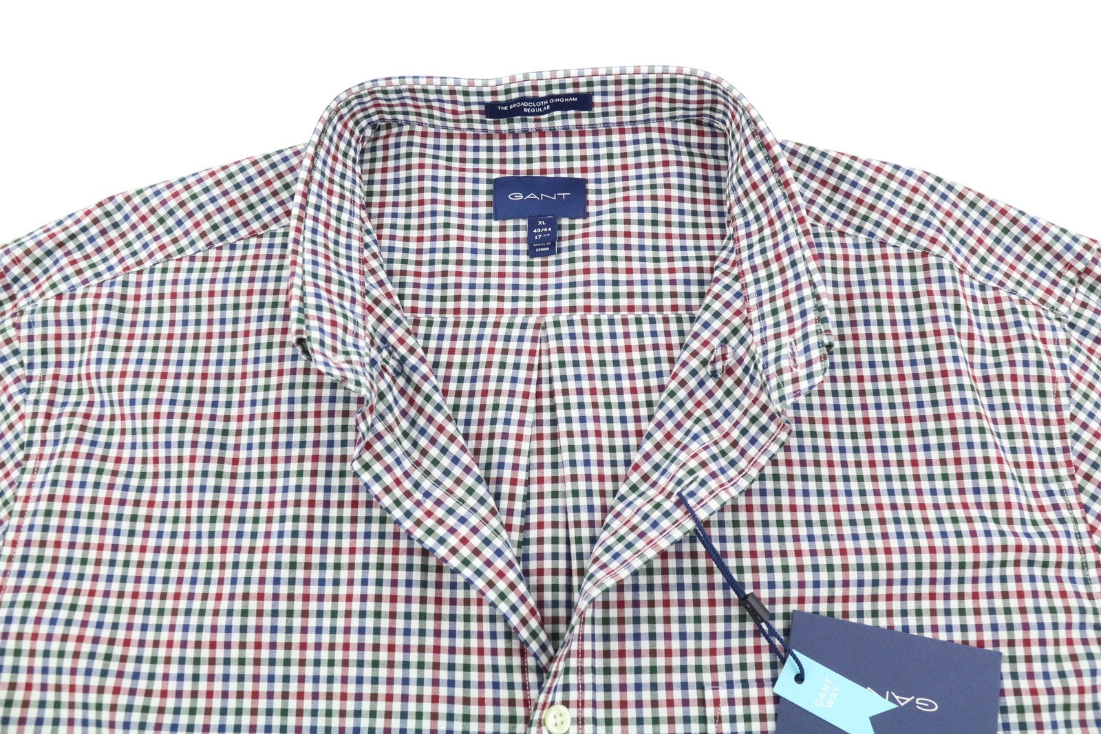 GANT The Broadcloth Gingham Men Shirt XL Cabernet Red Plaid Button-Down Casual