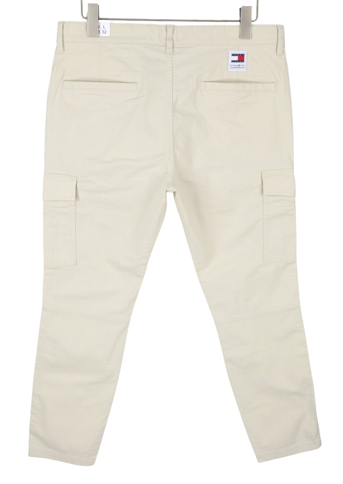 TOMMY HILFIGER Austin Men Trousers W33/L32 Beige Tapered Fit Zip Fly Cargo