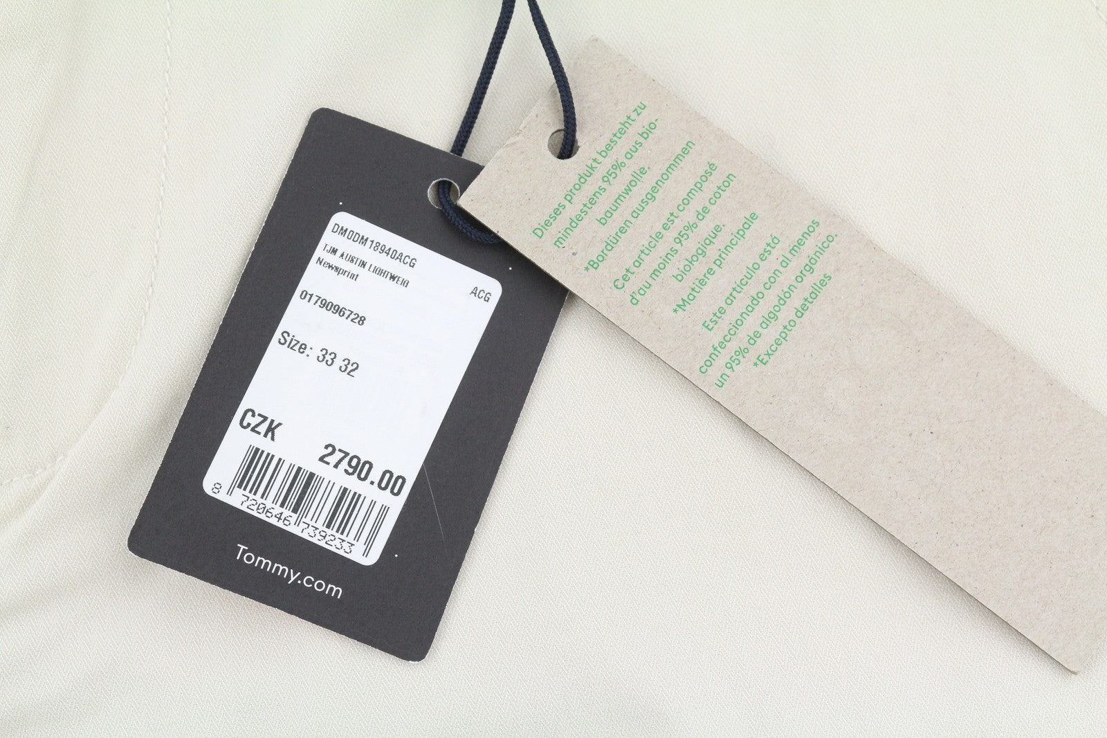 TOMMY HILFIGER Austin Men Trousers W33/L32 Beige Tapered Fit Zip Fly Cargo