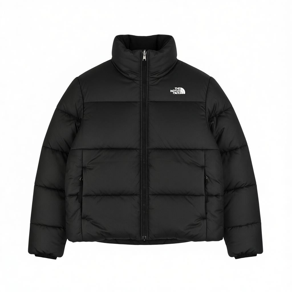 THE NORTH FACE Women Jacket L Black Quilted Lined Insulated High Neck Zip