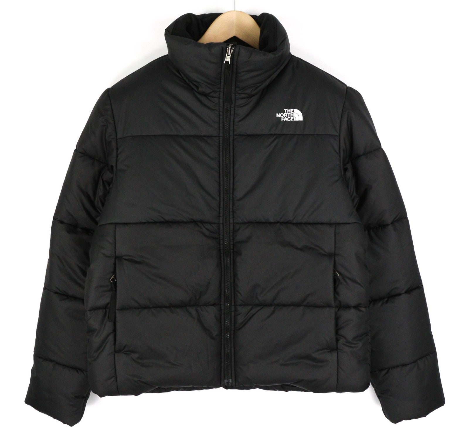 THE NORTH FACE Women Jacket L Black Quilted Lined Insulated High Neck Zip
