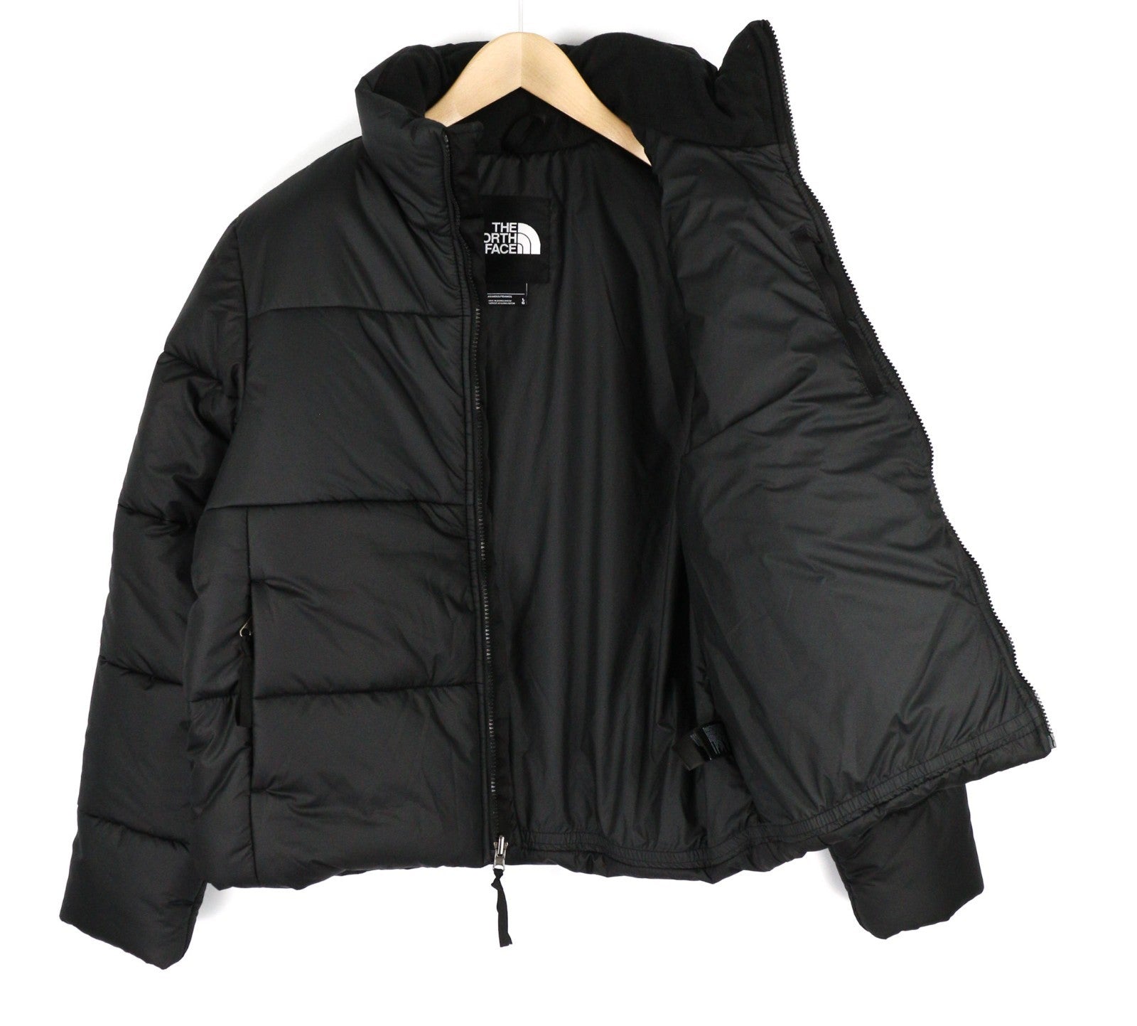 THE NORTH FACE Women Jacket L Black Quilted Lined Insulated High Neck Zip