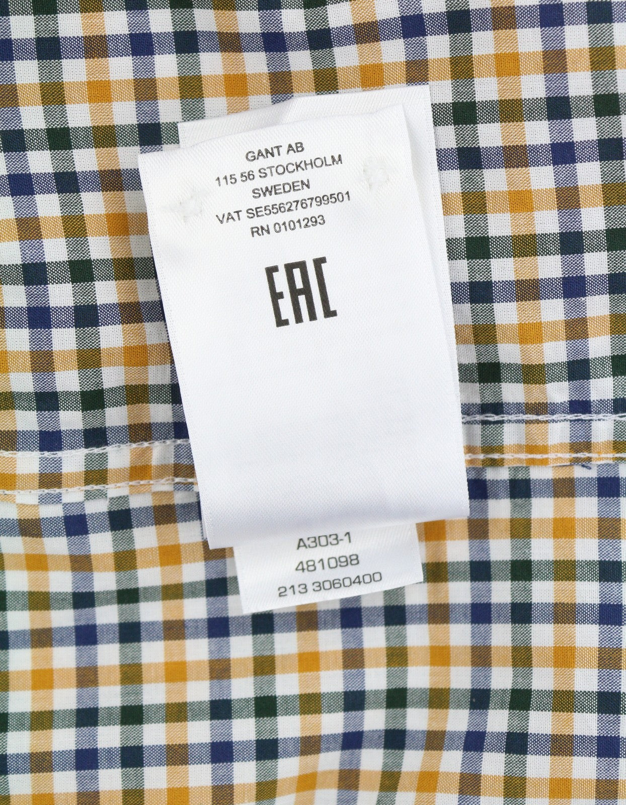 GANT The Broadcloth Gingham Men Shirt 2XL Mustard Orange Button-Down Casual