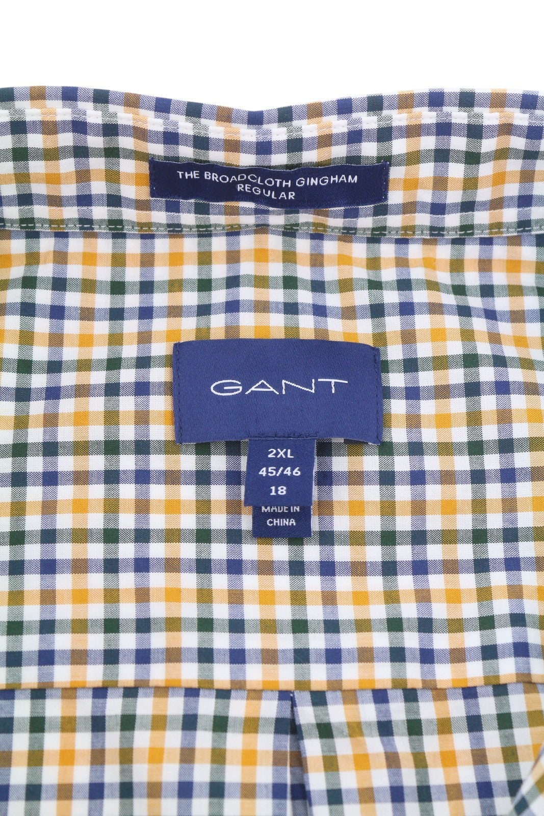 GANT The Broadcloth Gingham Men Shirt 2XL Mustard Orange Button-Down Casual
