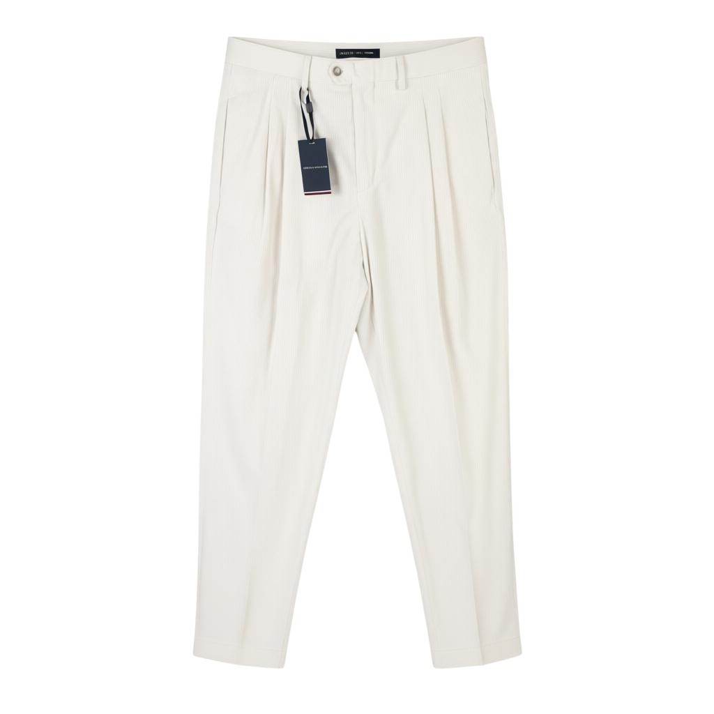 TOMMY HILFIGER Rock Velvet Cashmere Men Trousers EU48 White Corduroy Pleated Zip