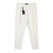 TOMMY HILFIGER Rock Velvet Cashmere Men Trousers EU48 White Corduroy Pleated Zip