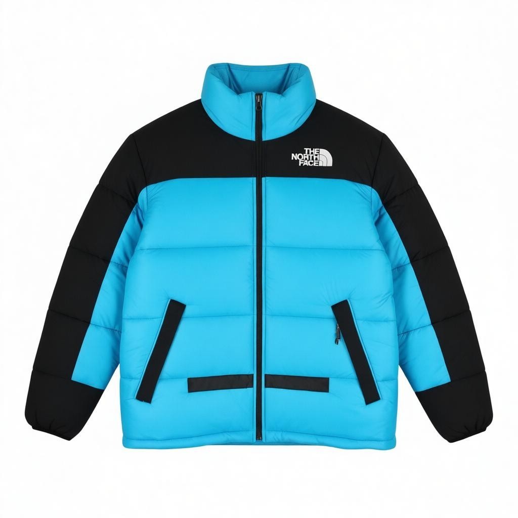 THE NORTH FACE Himalayan Men Jacket M Blue Quilted Puffer High Neck Insulated