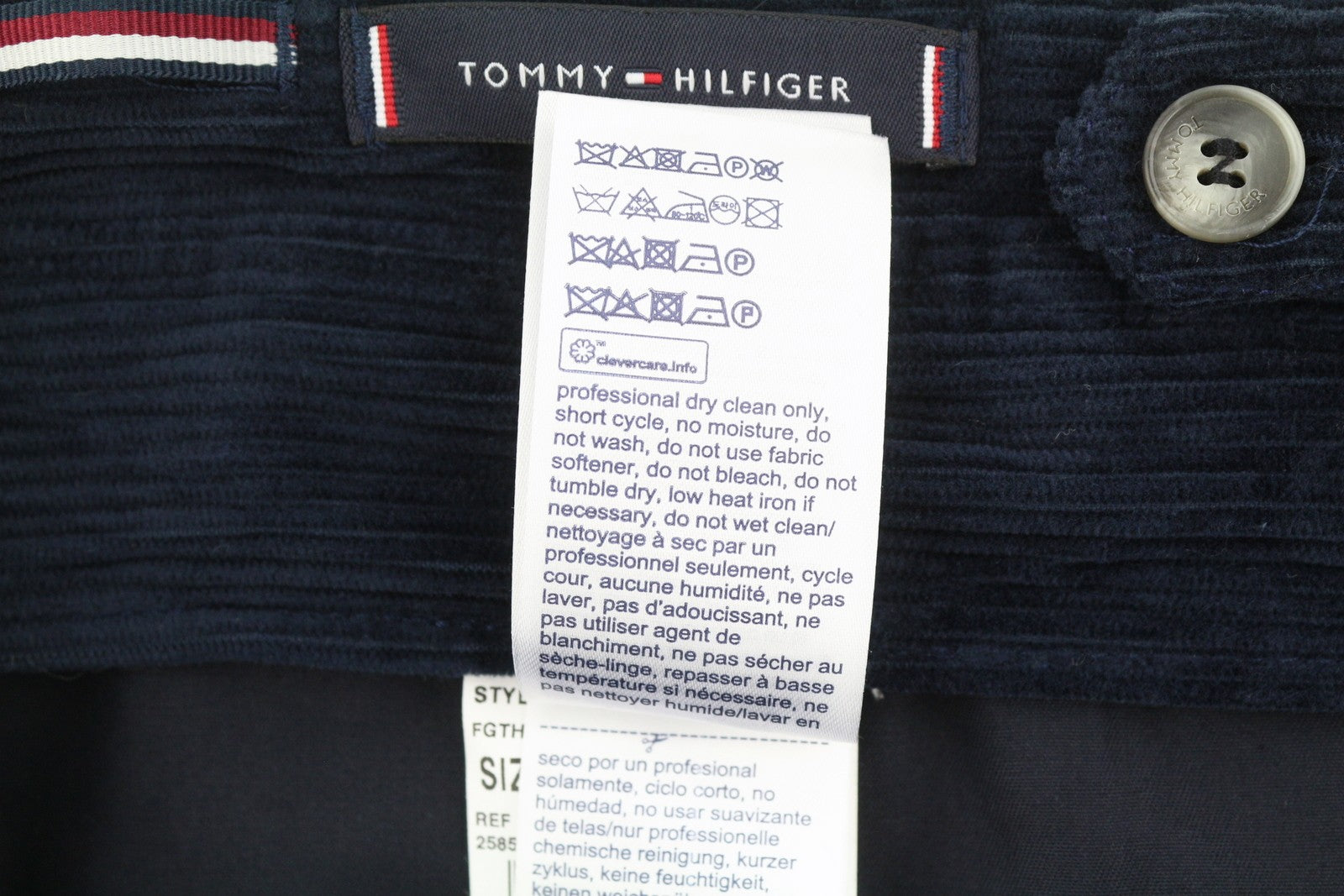 TOMMY HILFIGER Rock Velvet Cashme Men Trousers EU52 Dark Blue Corduroy Pleated