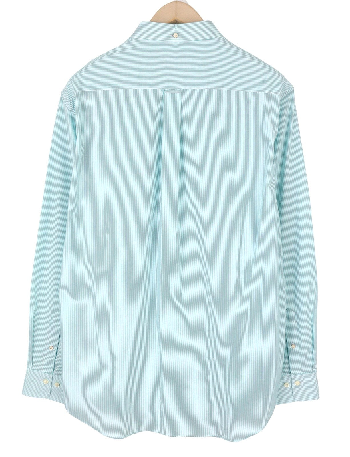 GANT The Broadcloth Stripe Men Shirt L Aqua Green Button-Down Neck Patch Pocket