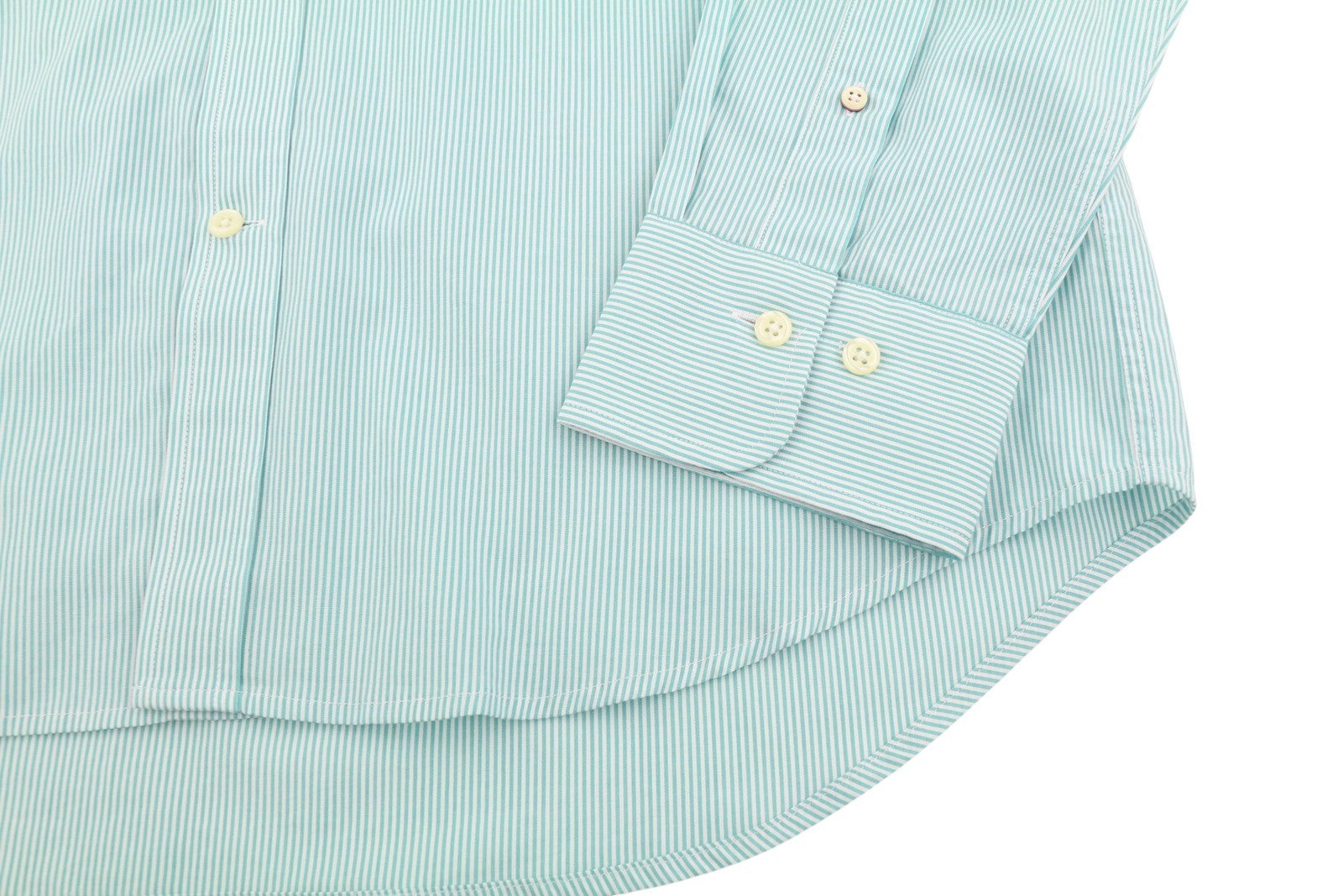 GANT The Broadcloth Stripe Men Shirt L Aqua Green Button-Down Neck Patch Pocket