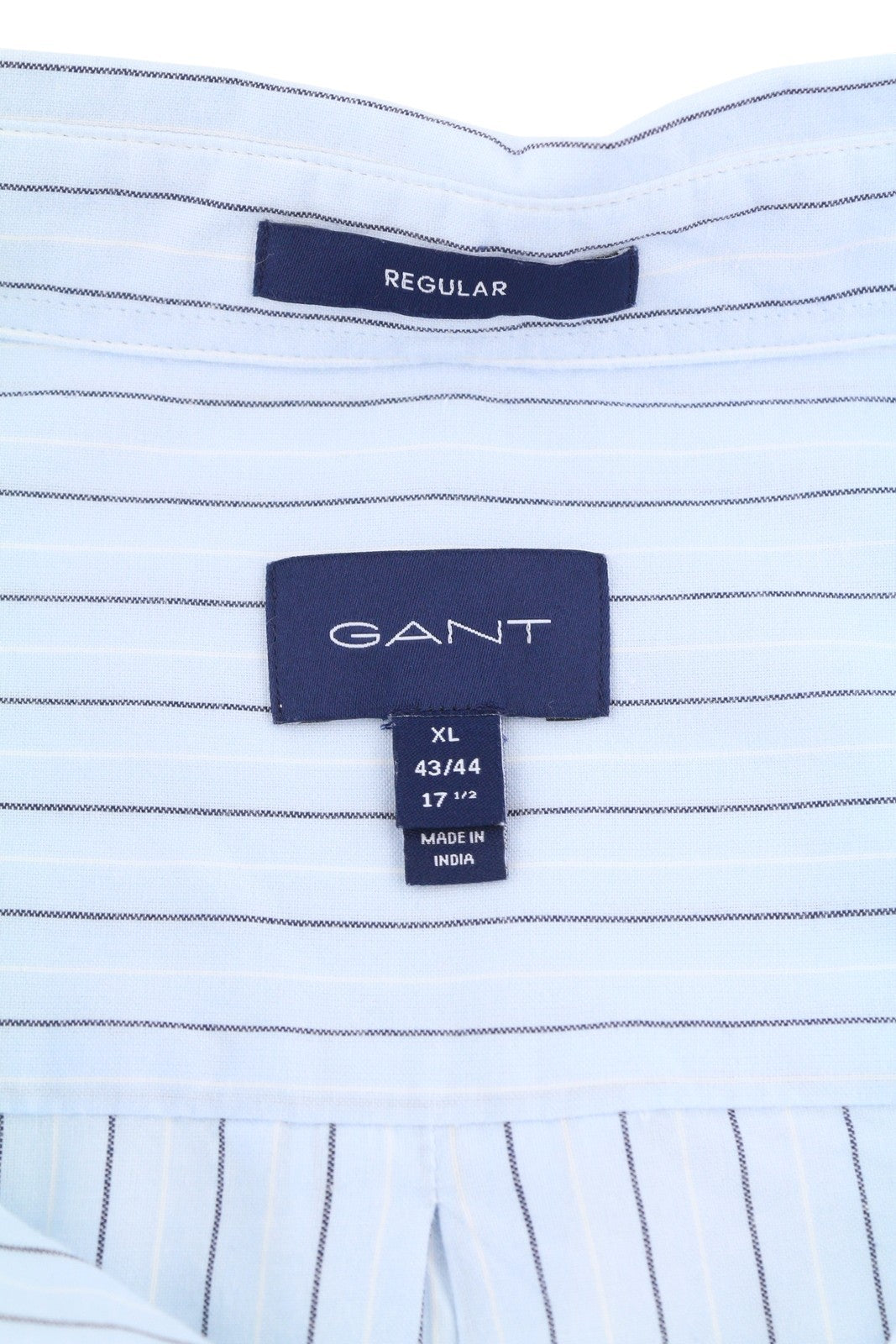 GANT Reg Oxf Stripe Men Shirt XL Light Blue Button-Down Neck Patch Pocket Casual