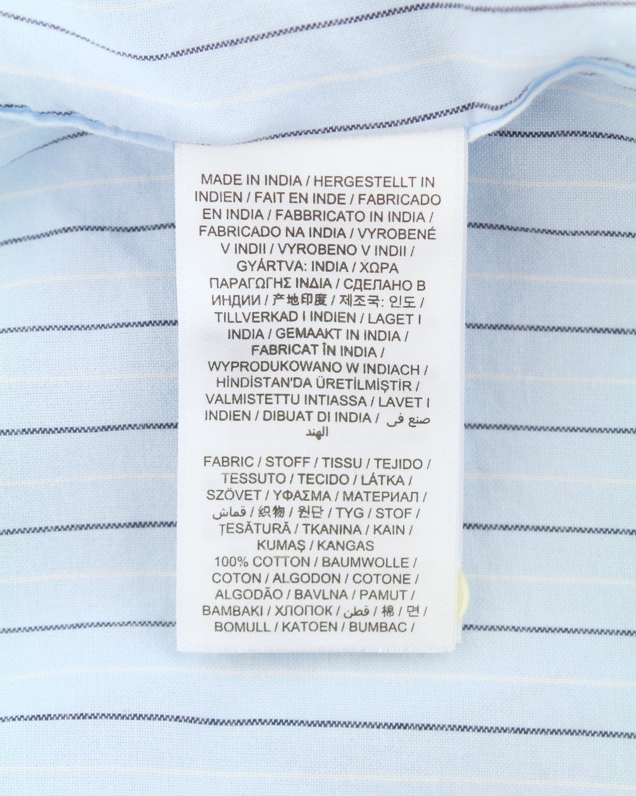 GANT Reg Oxf Stripe Men Shirt XL Light Blue Button-Down Neck Patch Pocket Casual