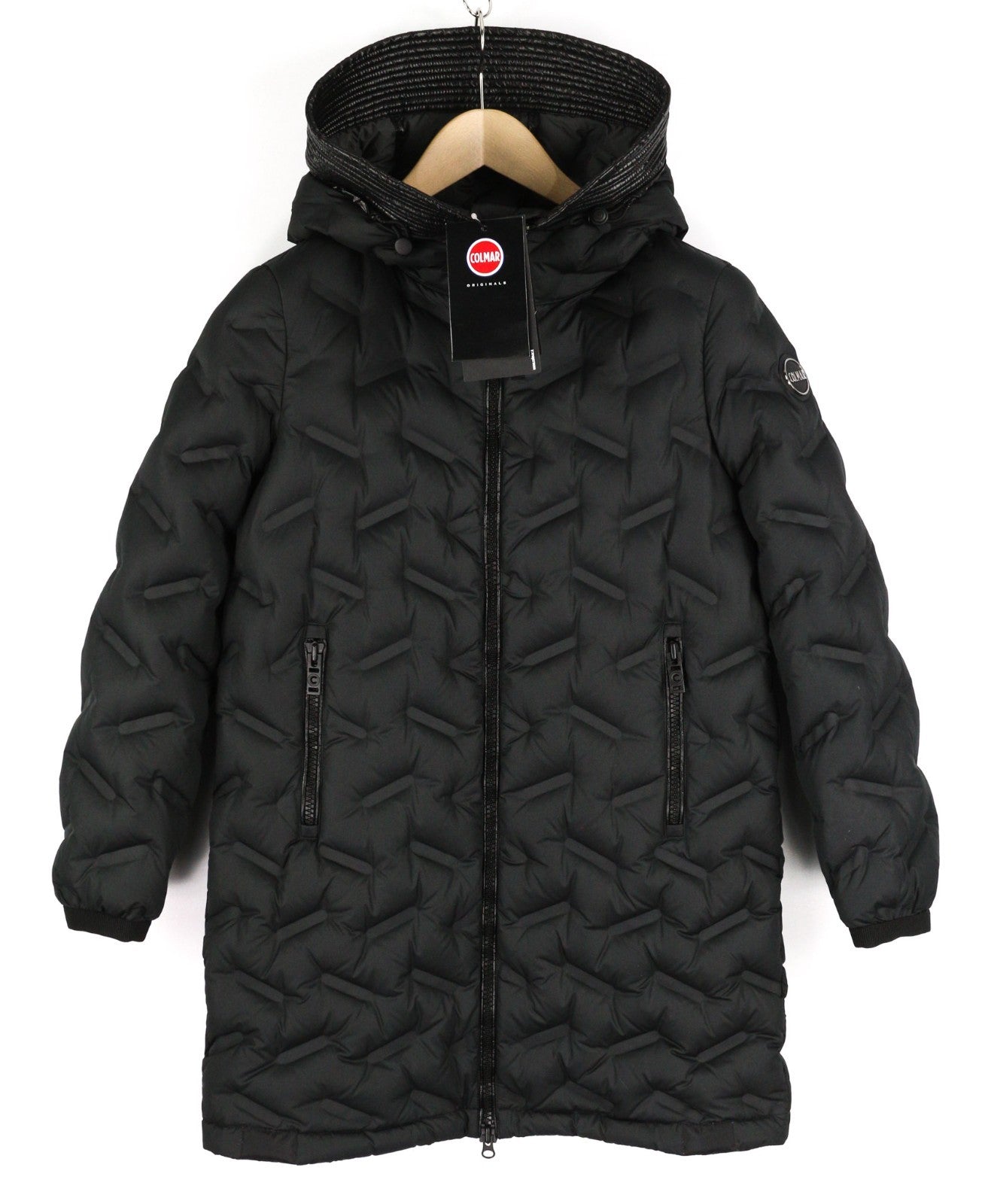 COLMAR 2208 Women Jacket XXS Down Quilted Hooded Mid-Length Insulated Zip